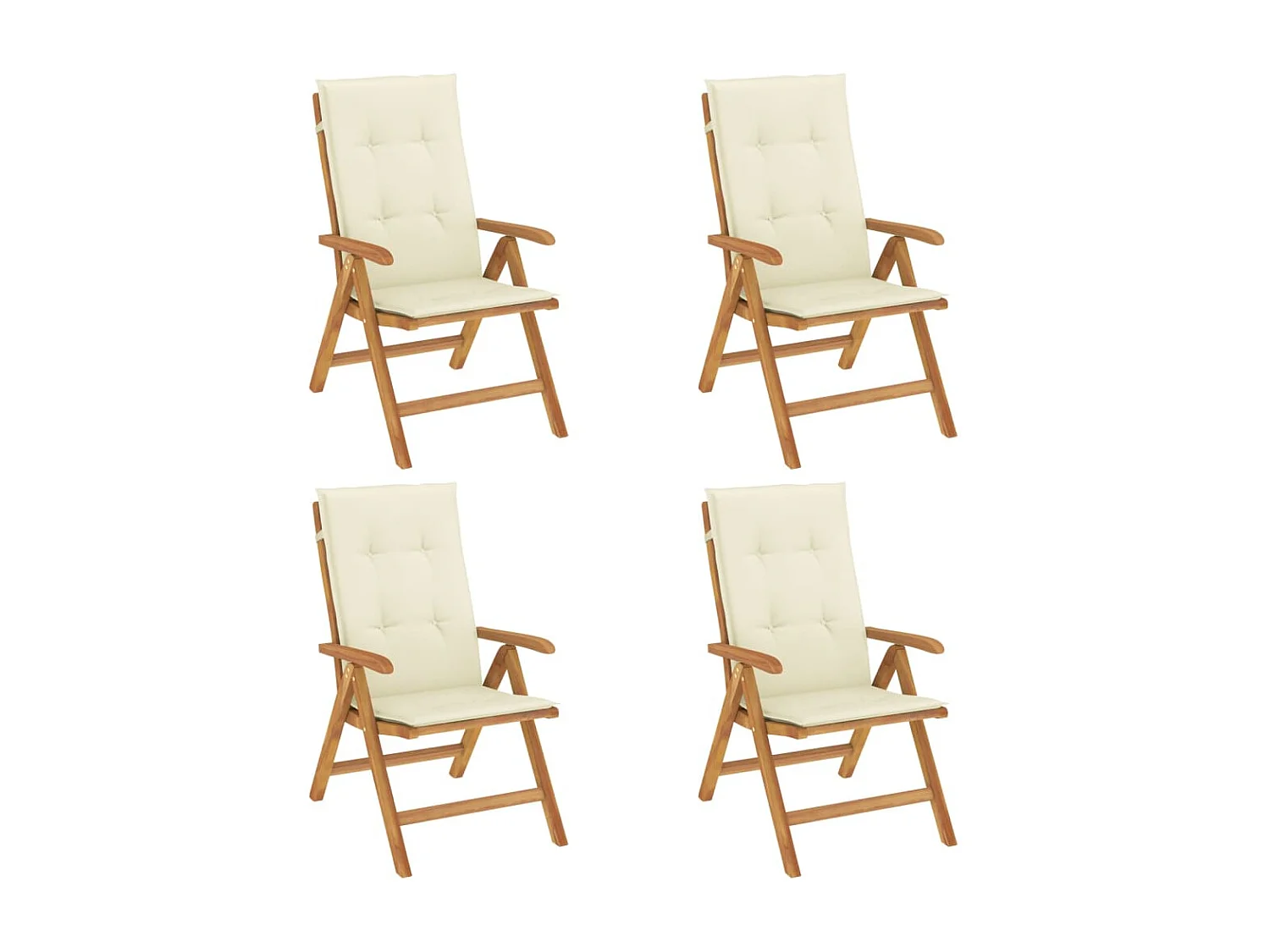 Cadeiras de jardim reclináveis c/ almofadões 4 peças teca maciça