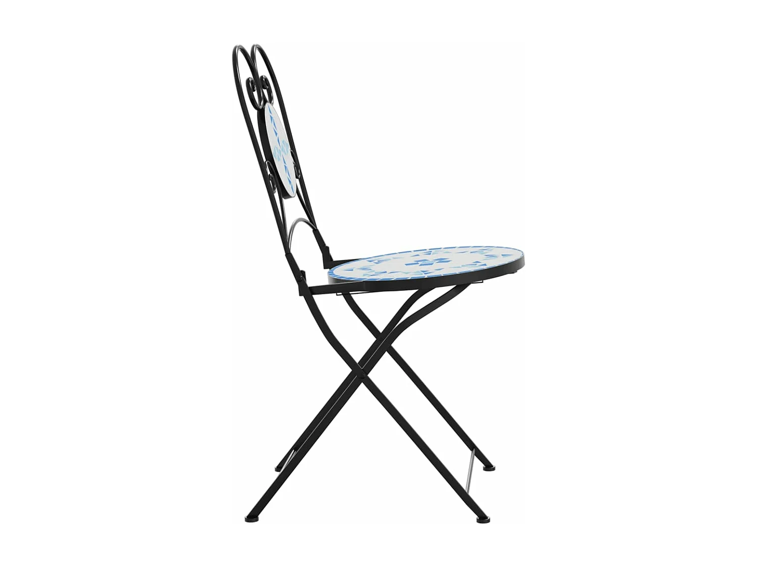 Sillas de bistró plegables 2 unidades cerámica azul y blanco