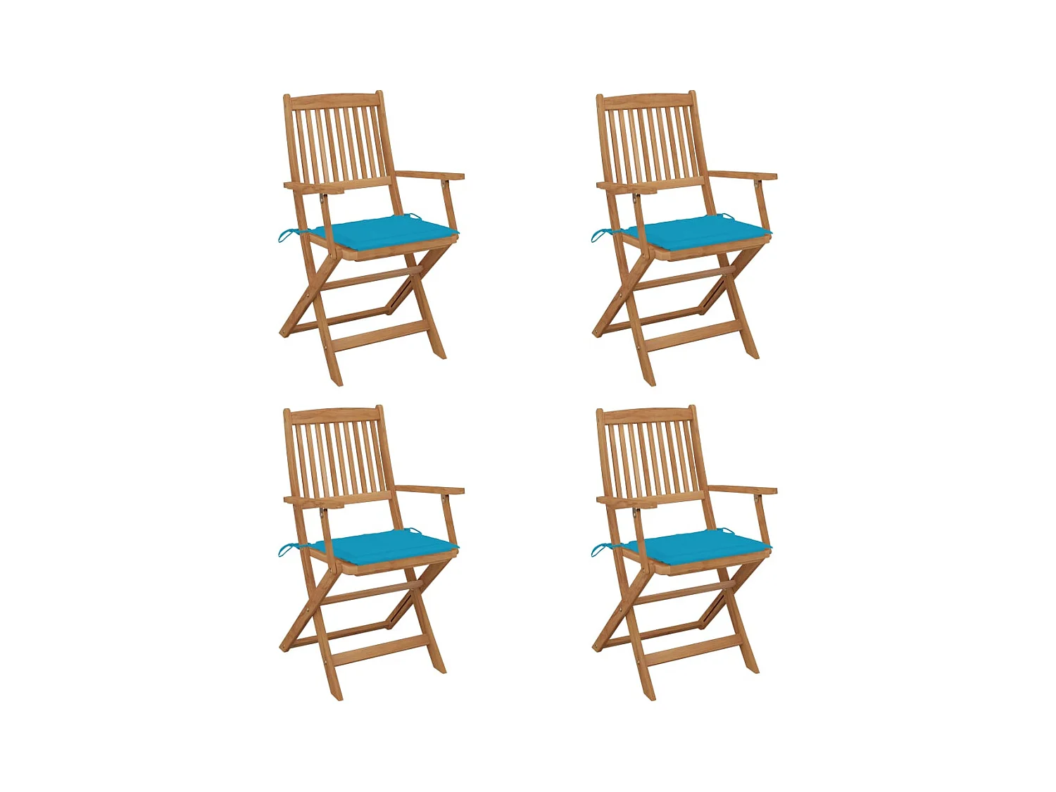 Chaises pliables de jardin 4 pièces avec coussins Bois d'acacia