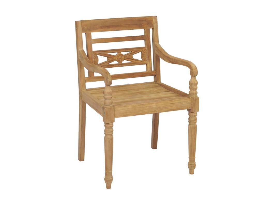 Sillas Batavia 4 unidades madera maciza de teca con cojines