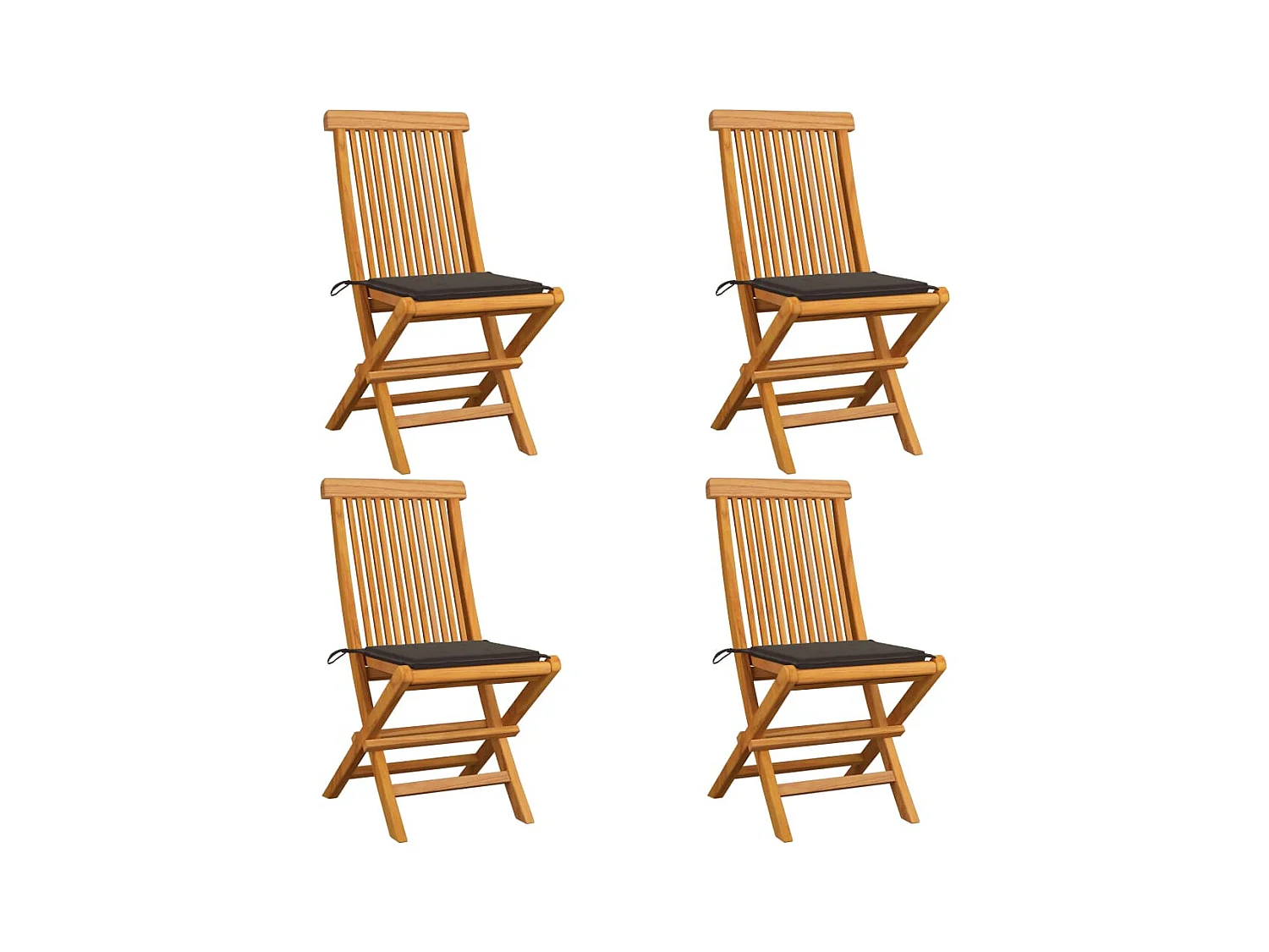 Chaises de jardin avec coussins taupe 4 pièces Bois de teck massif
