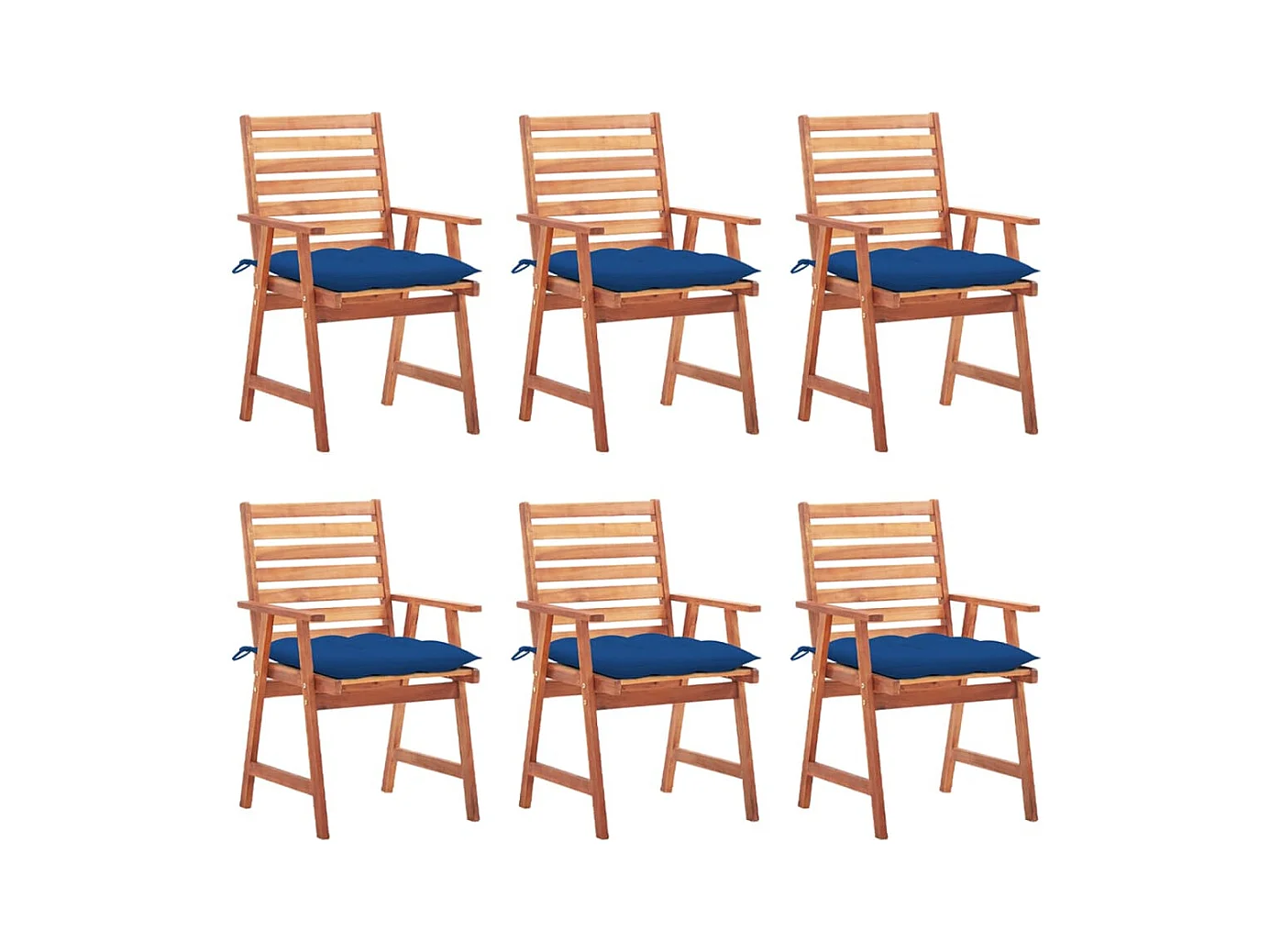 Chaises à dîner d'extérieur 6 pièces avec coussins Acacia massif