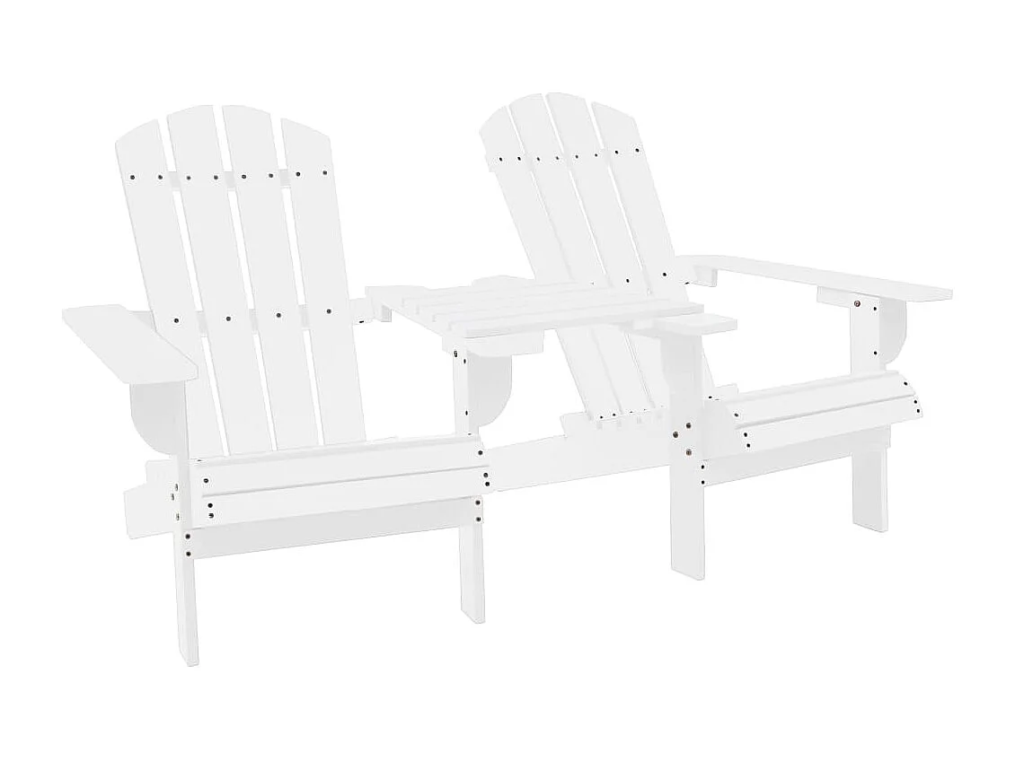 Chaises de jardin Adirondack avec table Bois de sapin Blanc