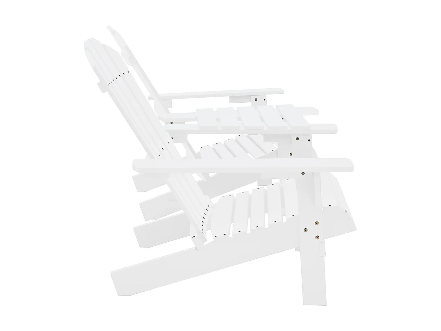 Silla jardín Adirondack y mesita madera maciza de abeto blanca