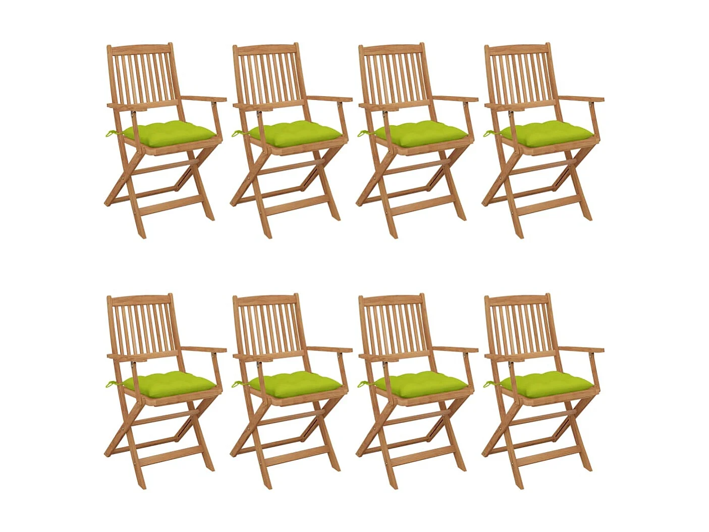 Chaises pliables de jardin 8 pièces avec coussins Bois d'acacia