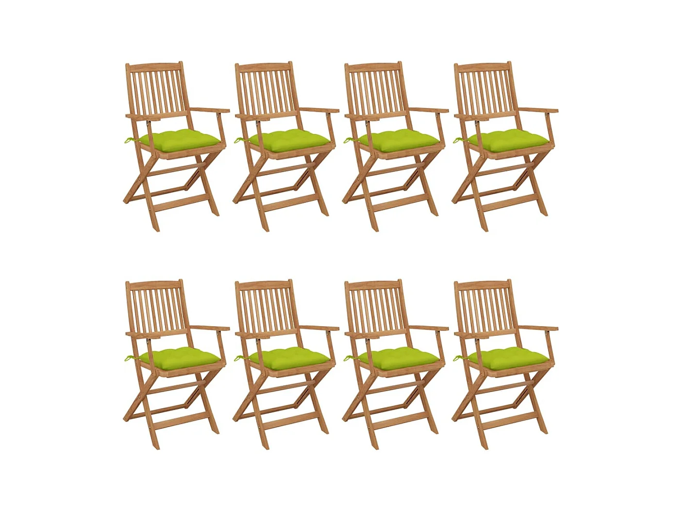 Chaises pliables de jardin 8 pièces avec coussins Bois d'acacia