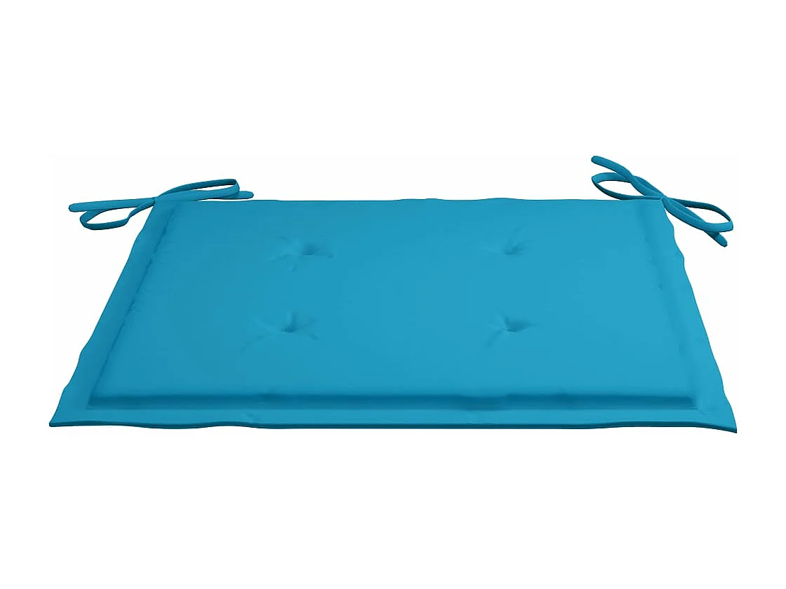 Tuinstoelen 4 st met blauwe kussens massief teakhout