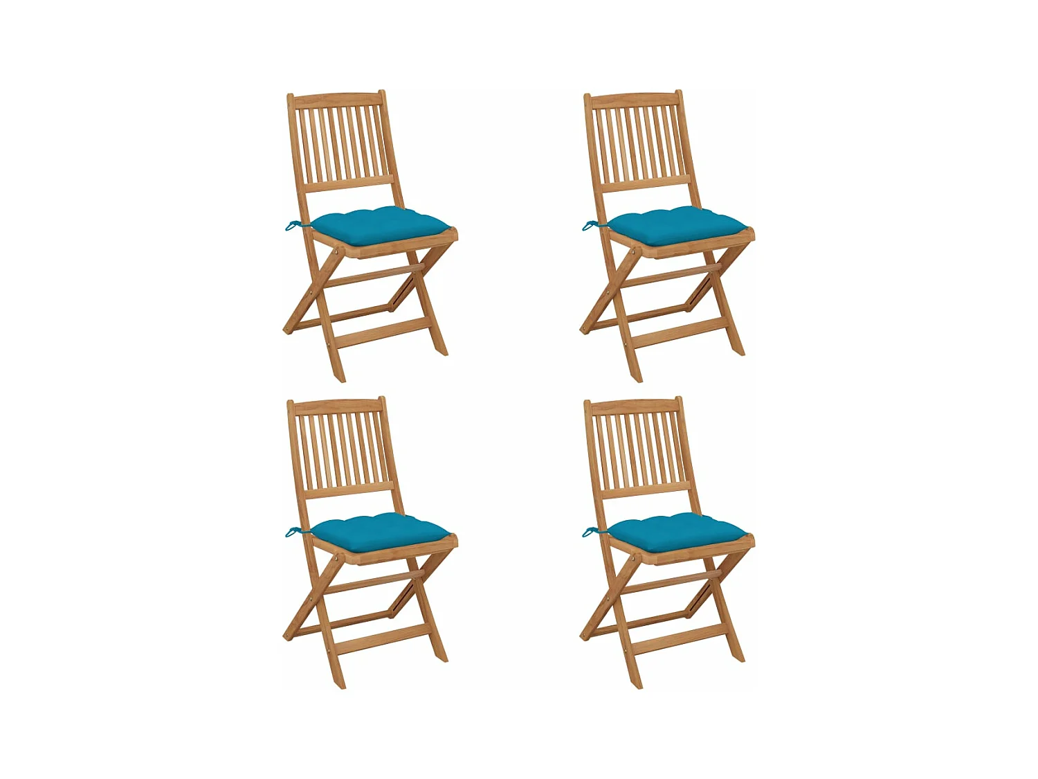 Chaises pliables de jardin 4 pièces avec coussins Bois d'acacia