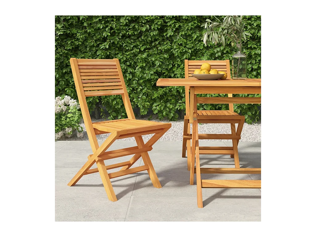 Chaises de jardin pliantes 2 pièces 47x62x90 cm bois massif teck