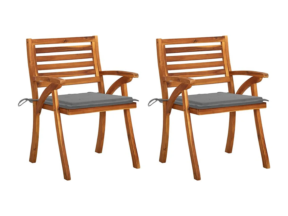 Cadeiras de jantar p/ jardim c/ almofadões 2 peças acácia maciça