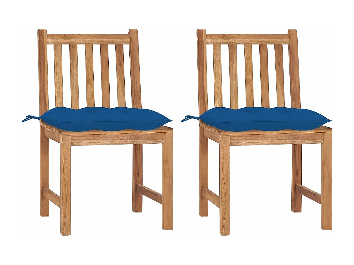 Chaises de jardin 2 pièces avec coussins Bois de teck massif