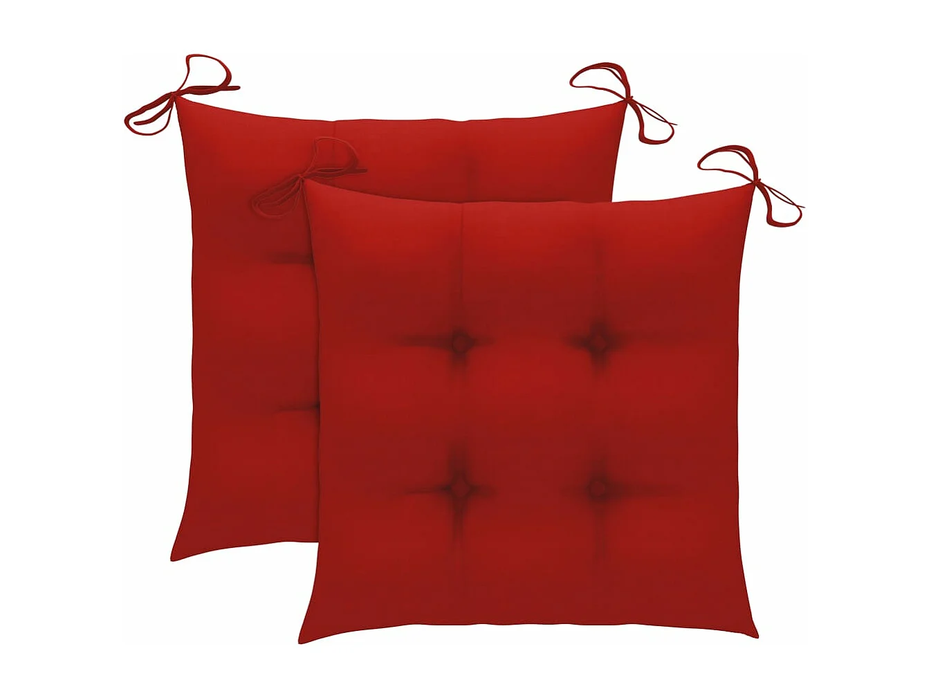 Chaises de jardin 2 pièces avec coussins rouge Bois de teck massif