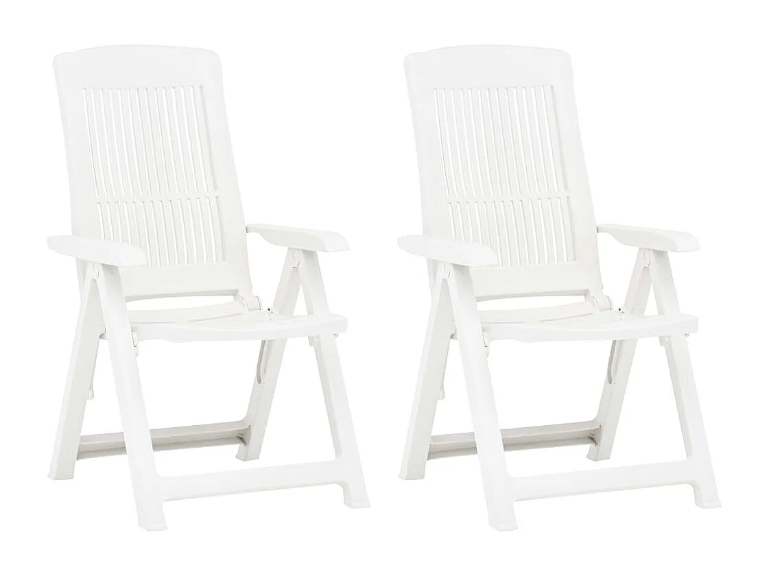 Chaises inclinables de jardin 2 pièces Plastique Blanc