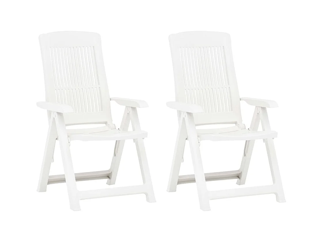 Chaises inclinables de jardin 2 pièces Plastique Blanc