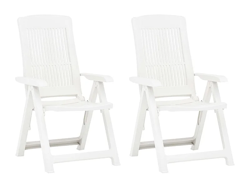 Chaises inclinables de jardin 2 pièces Plastique Blanc