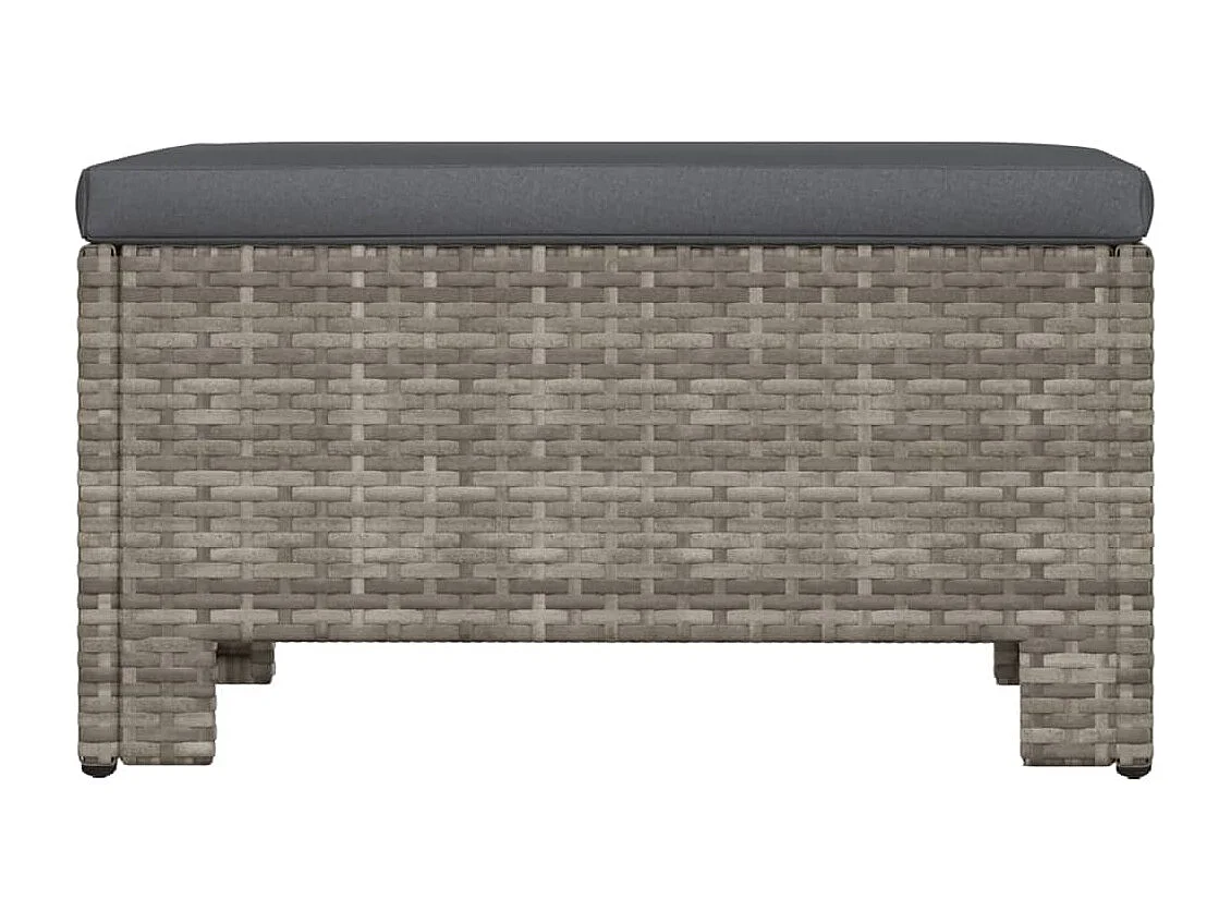 Reposapiés de jardín con cojín ratán sintético gris