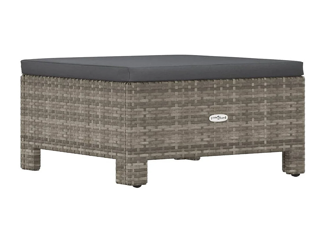 Reposapiés de jardín con cojín ratán sintético gris