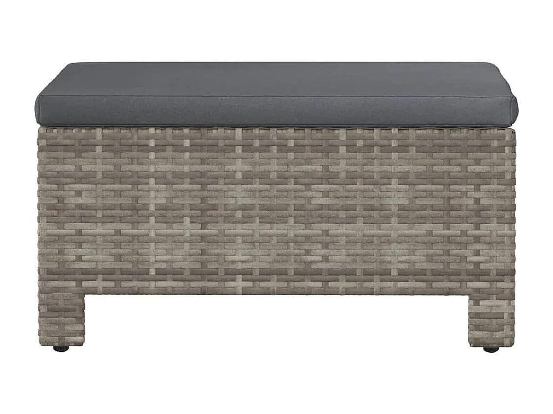 Repose-pied de jardin avec coussin Gris Résine tressée