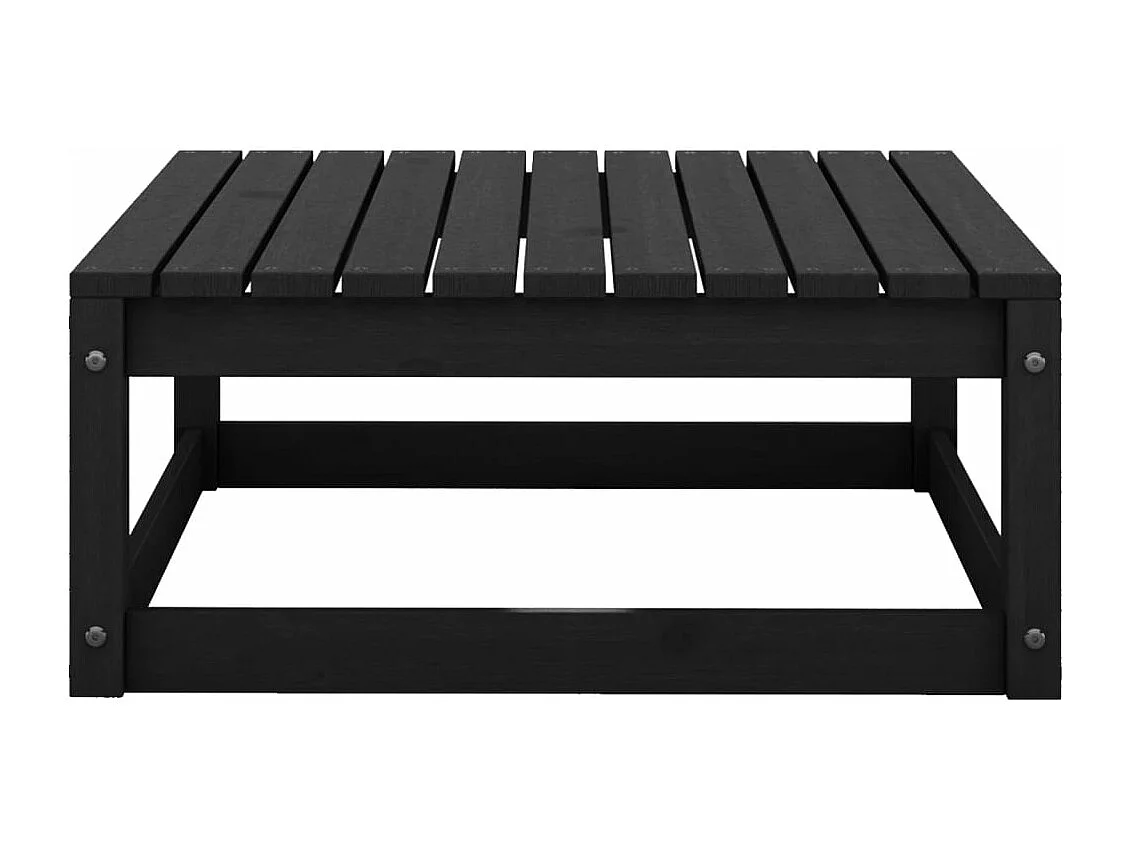 Repose-pied de jardin 70x70x30 cm Noir Bois de pin solide