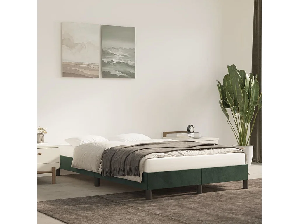 Cadre de lit vert foncé 120x190 cm velours