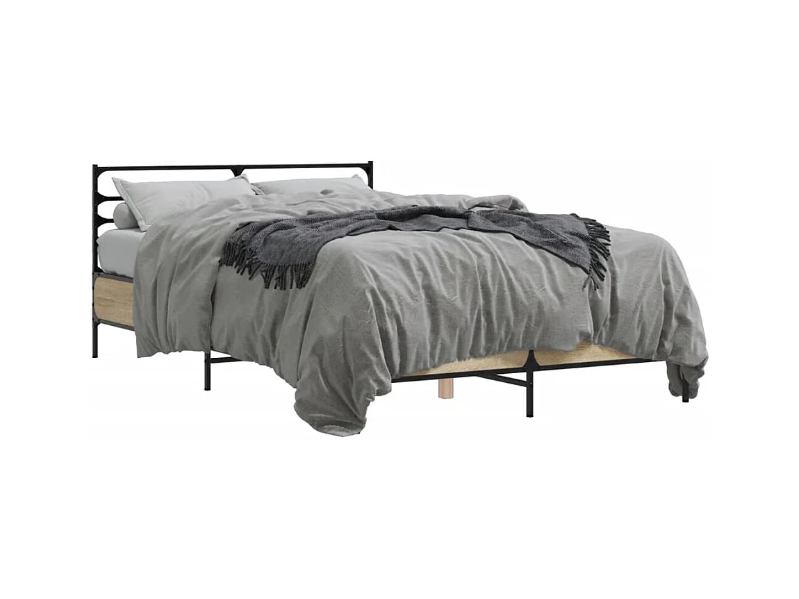 Cadre de lit chêne sonoma 120x190 cm bois d'ingénierie et métal