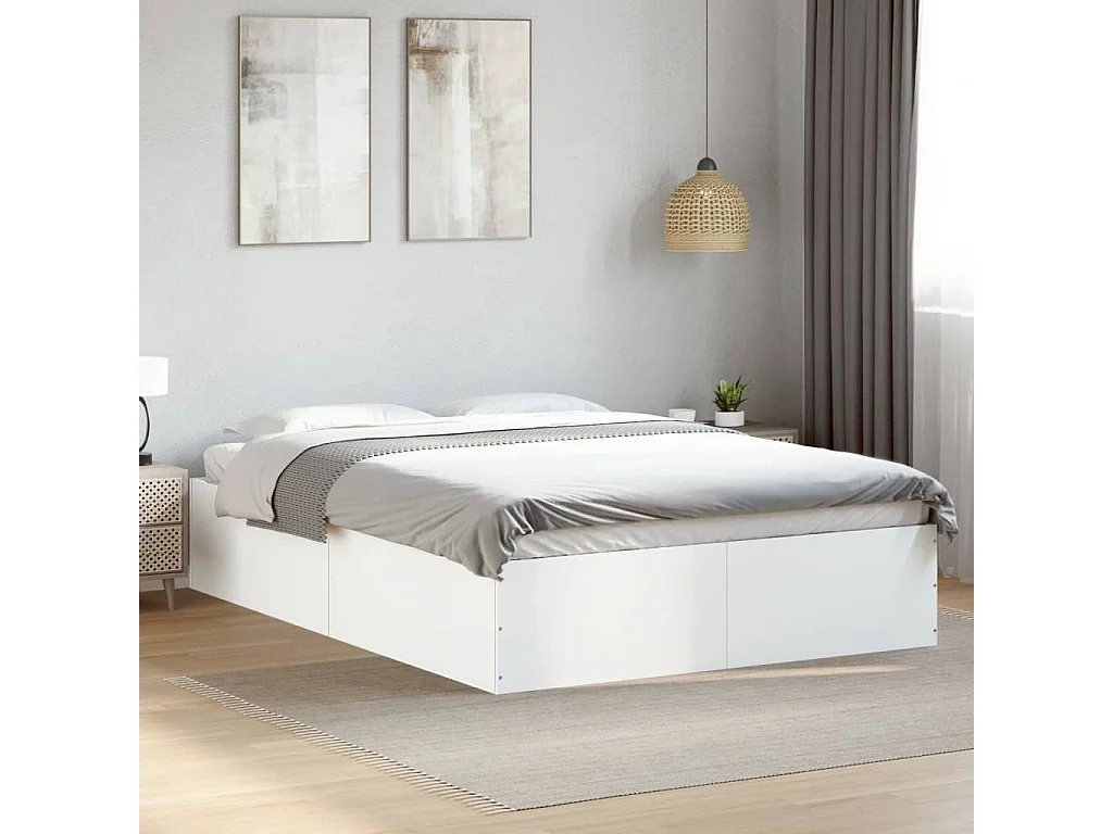 Cadre de lit Blanc 140x190 cm bois d'ingénierie