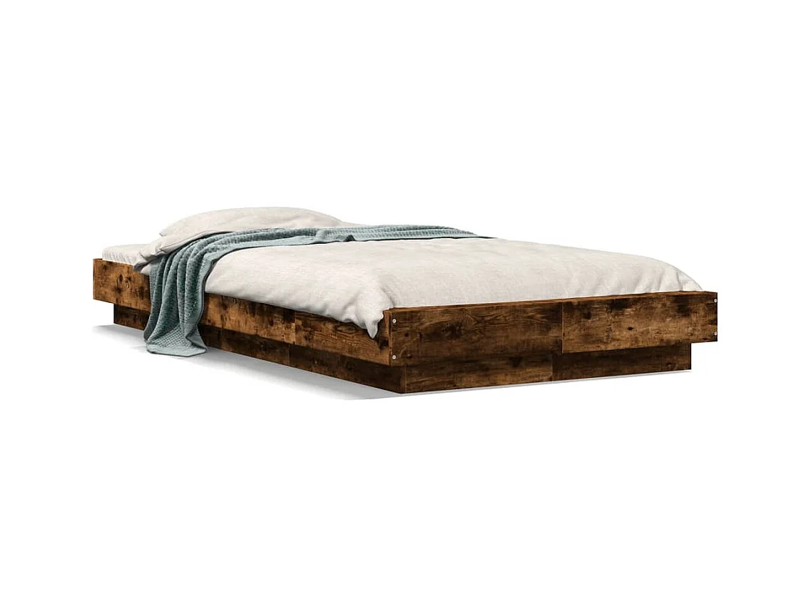Estructura de cama madera de ingeniería roble ahumado 90x190 cm