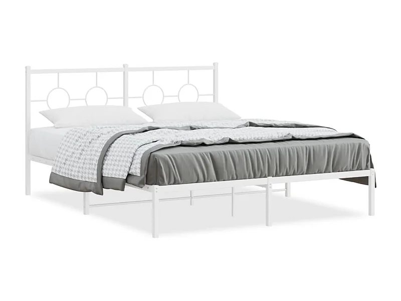 Estructura de cama de metal con cabecero blanca 150x200 cm