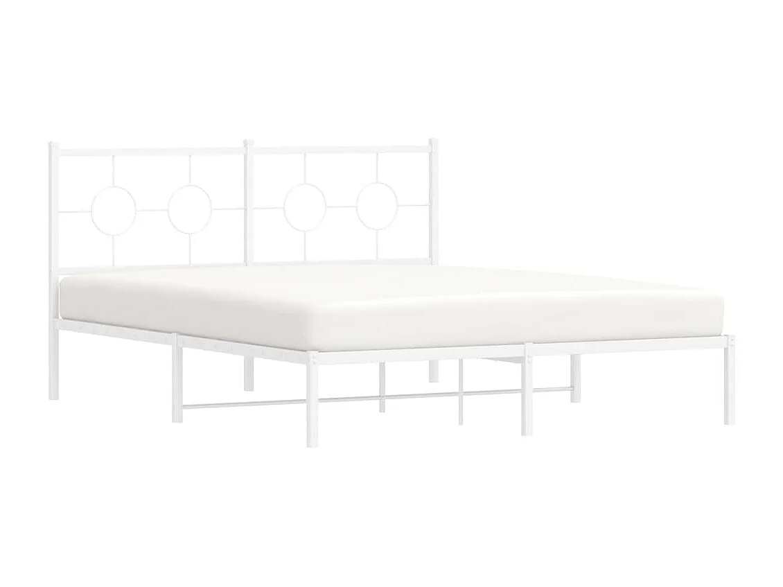 Estructura de cama de metal con cabecero blanca 150x200 cm