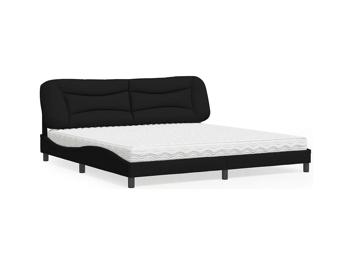 Lit avec matelas noir 200x200 cm tissu