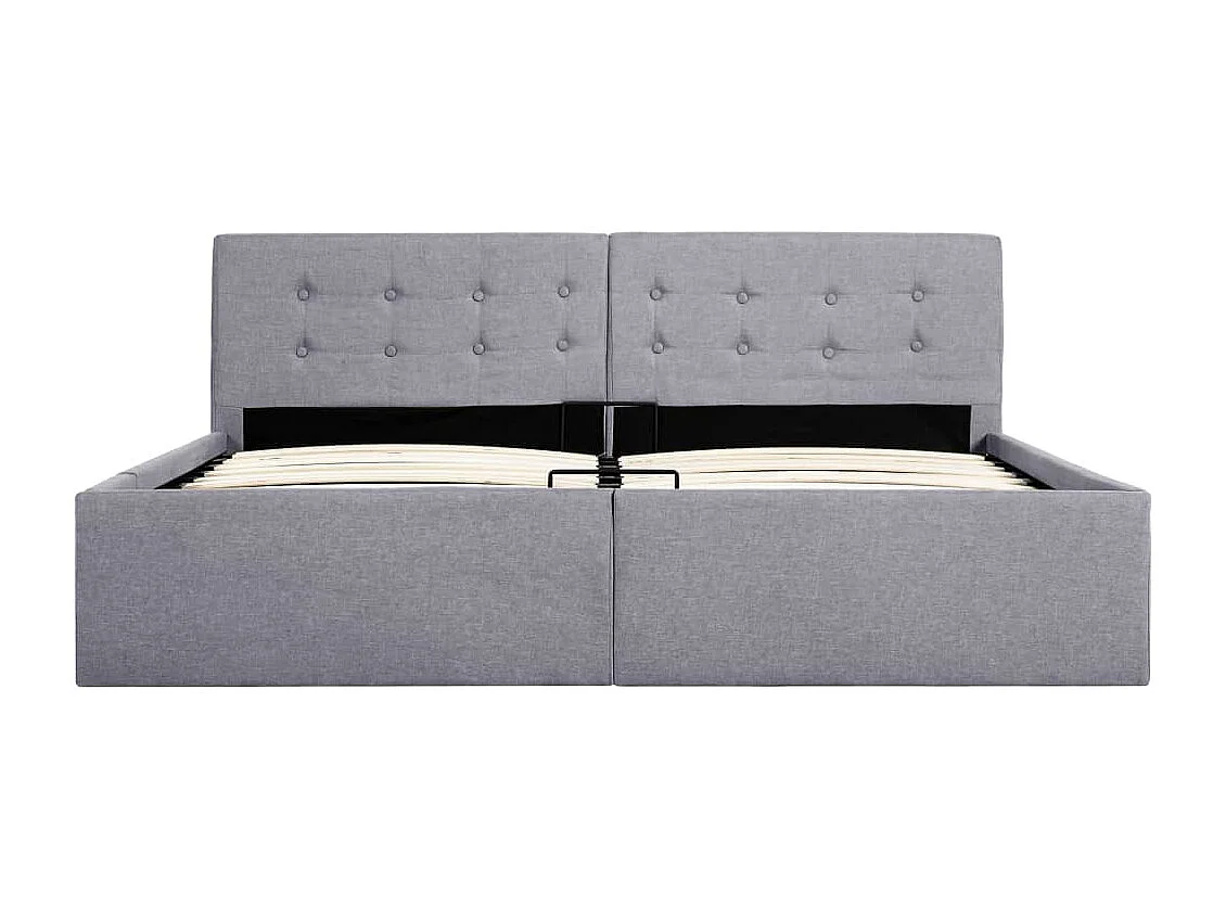 Cama hidráulica c/ arrumação 160x200 cm tecido cinzento-claro