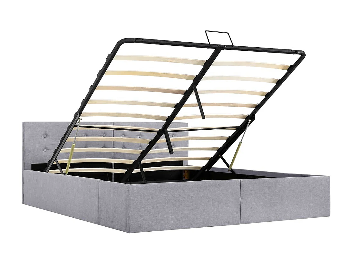 Cama hidráulica c/ arrumação 160x200 cm tecido cinzento-claro