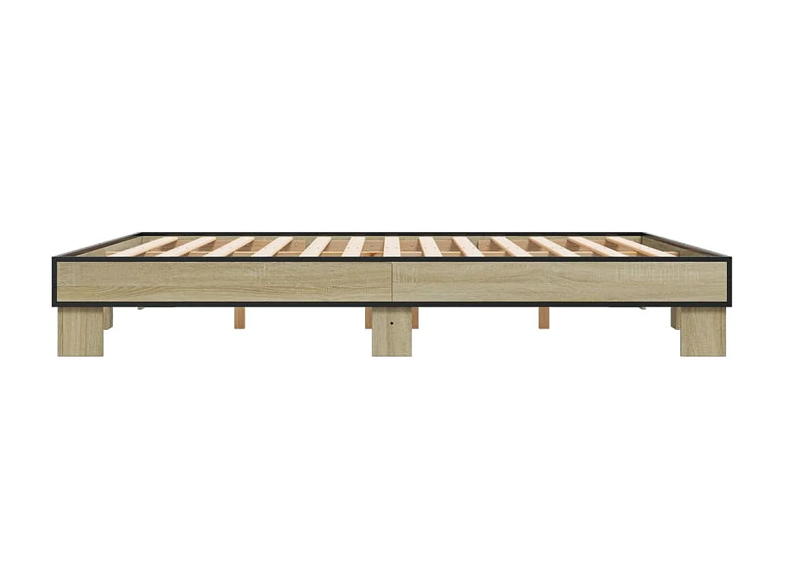 Cadre de lit chêne sonoma 180x200 cm bois d'ingénierie et métal