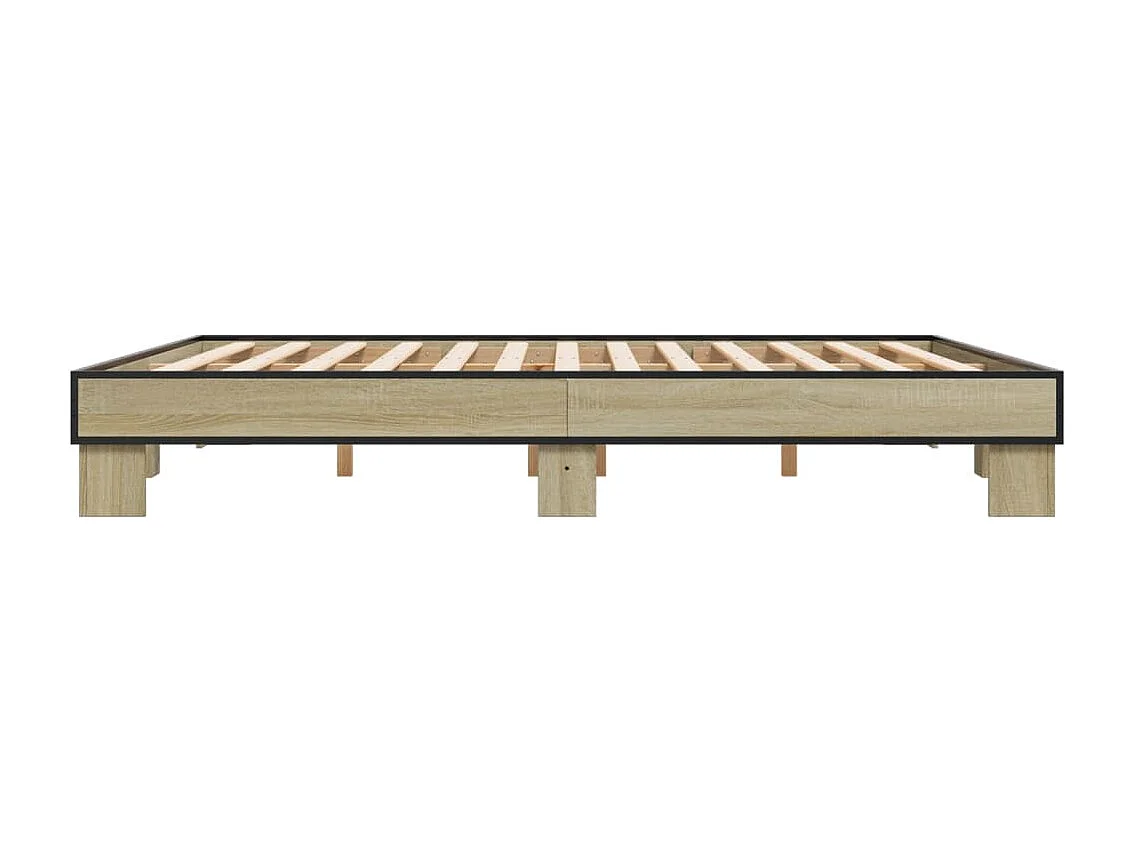 Cadre de lit chêne sonoma 180x200 cm bois d'ingénierie et métal