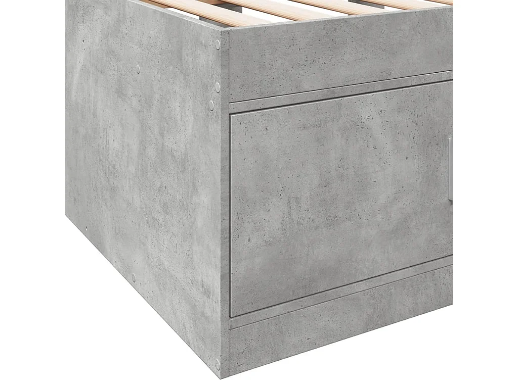 Tumbona con cajones madera ingeniería gris hormigón 75x190 cm