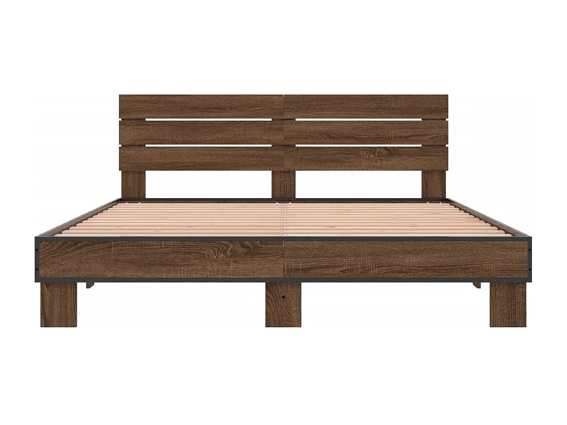 Cadre de lit chêne marron 150x200 cm bois d'ingénierie et métal