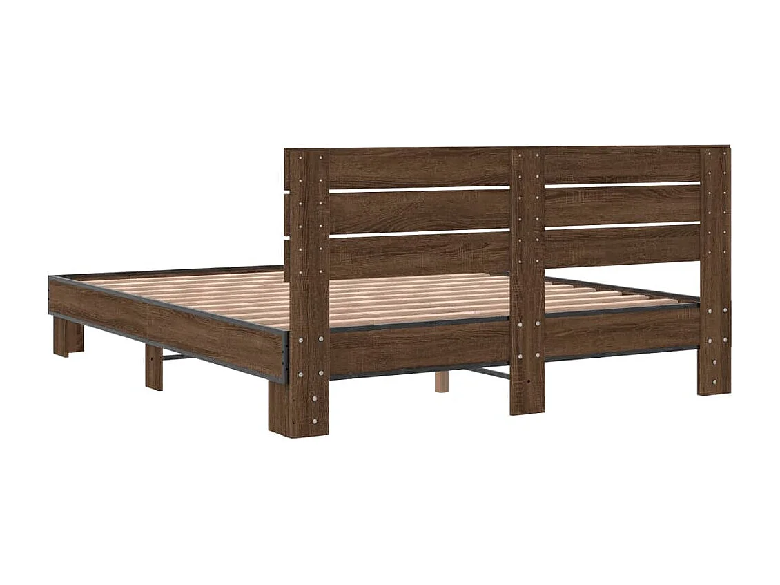 Cadre de lit chêne marron 150x200 cm bois d'ingénierie et métal