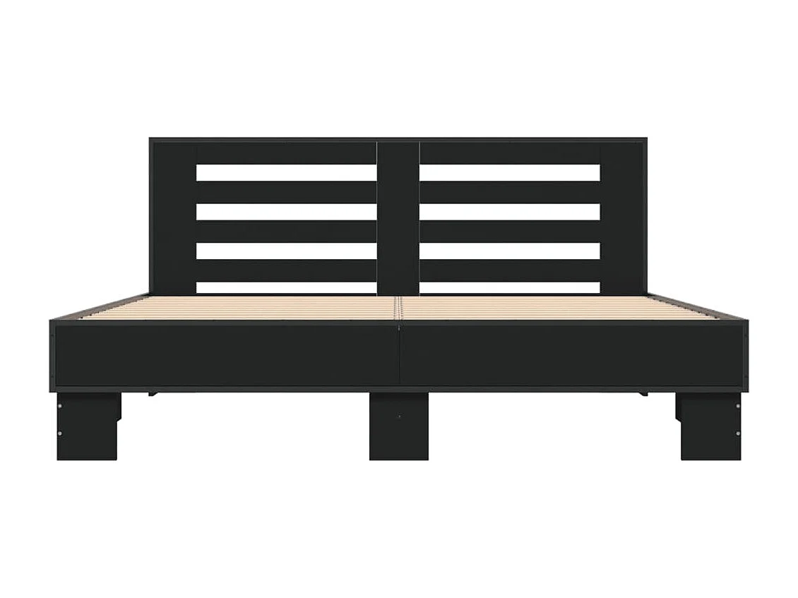 Estrutura de cama 150x200 cm derivados de madeira/metal preto