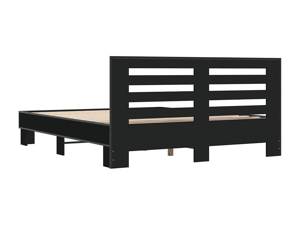 Estrutura de cama 150x200 cm derivados de madeira/metal preto