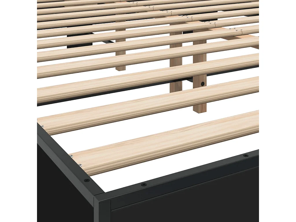 Estrutura de cama 150x200 cm derivados de madeira/metal preto