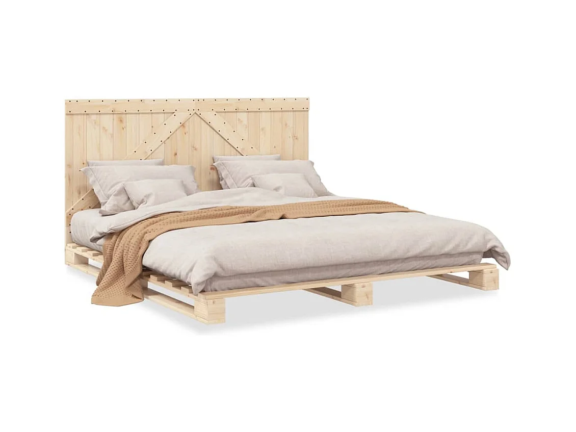 Cadre de lit avec tête de lit 200x200 cm Bois de pin massif