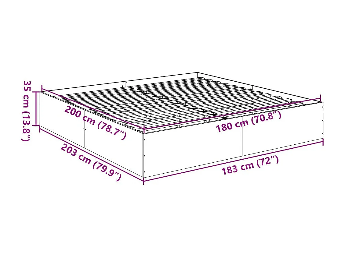 Estructura de cama madera de ingeniería gris Sonoma 180x200 cm