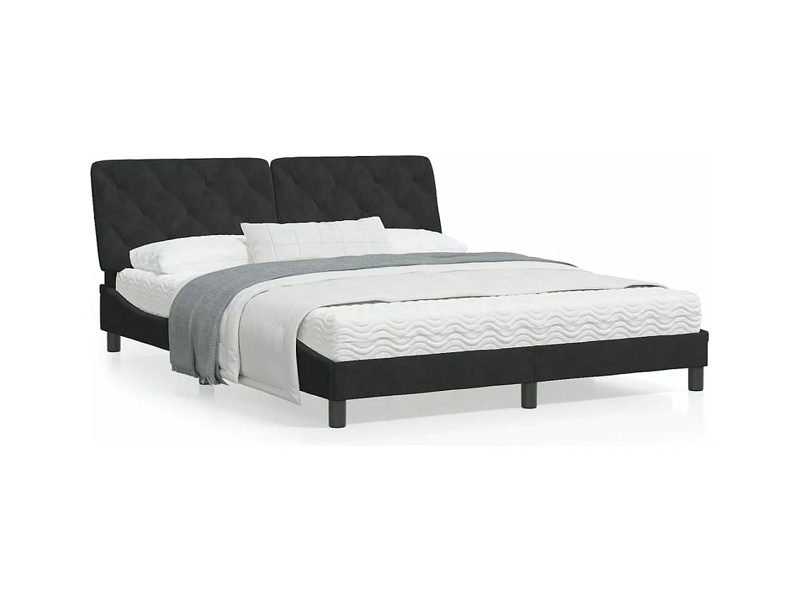 Lit avec matelas noir 160x200 cm velours