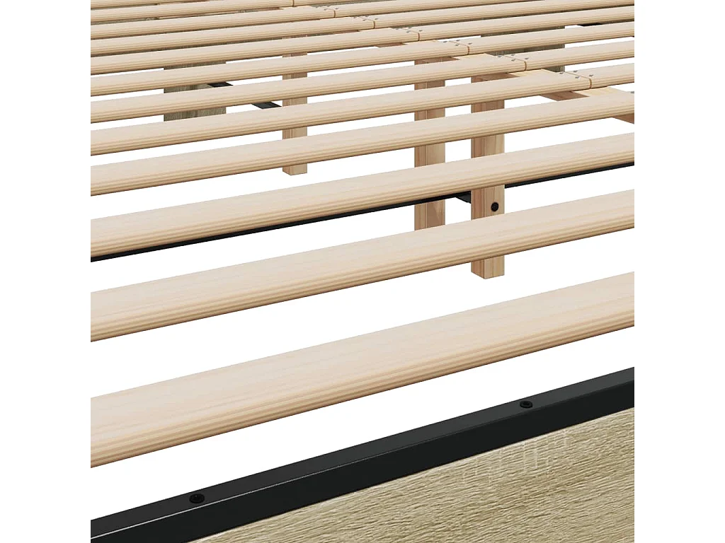 Estructura cama madera ingeniería metal roble Sonoma 200x200 cm