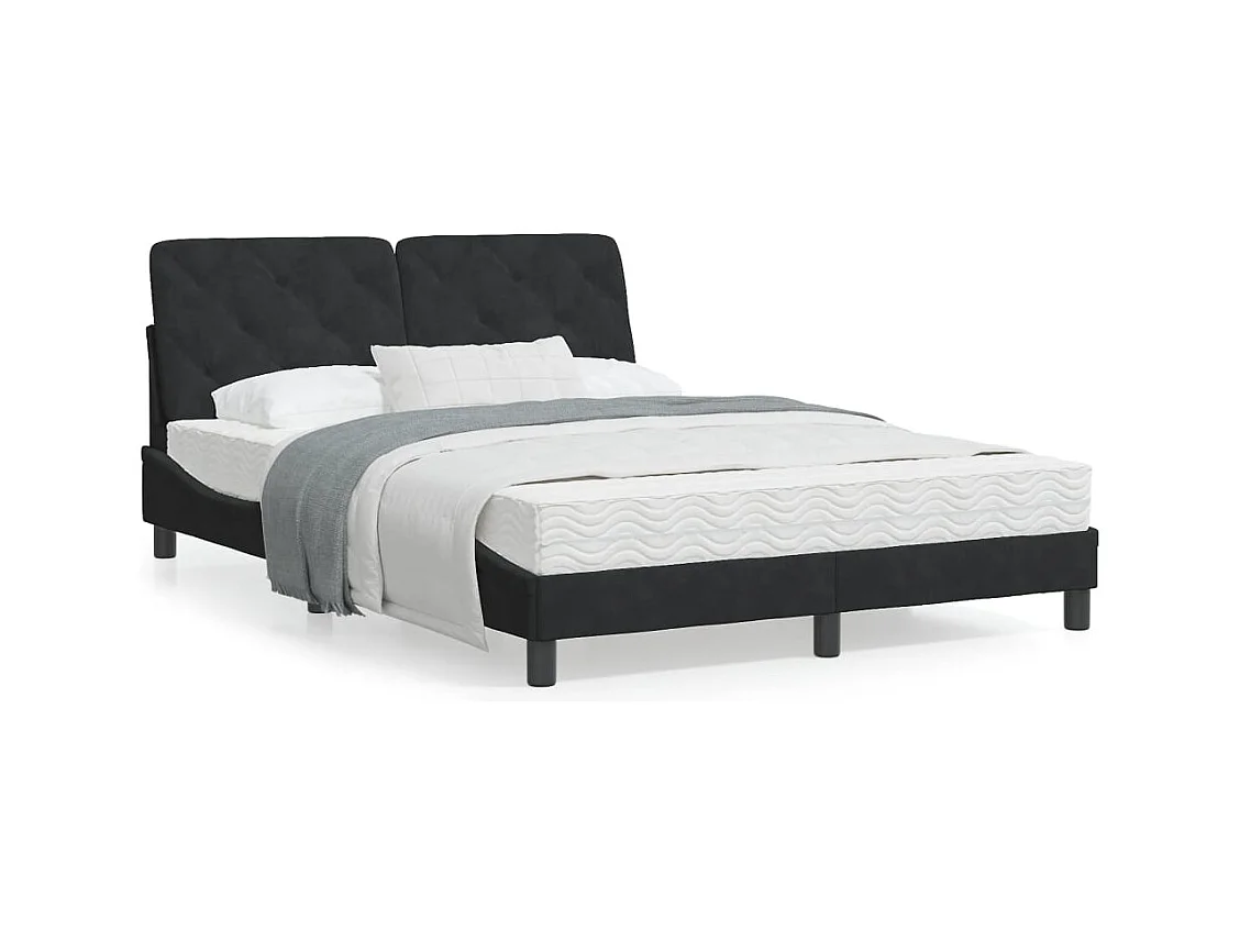 Cama com colchão 140x190 cm veludo preto