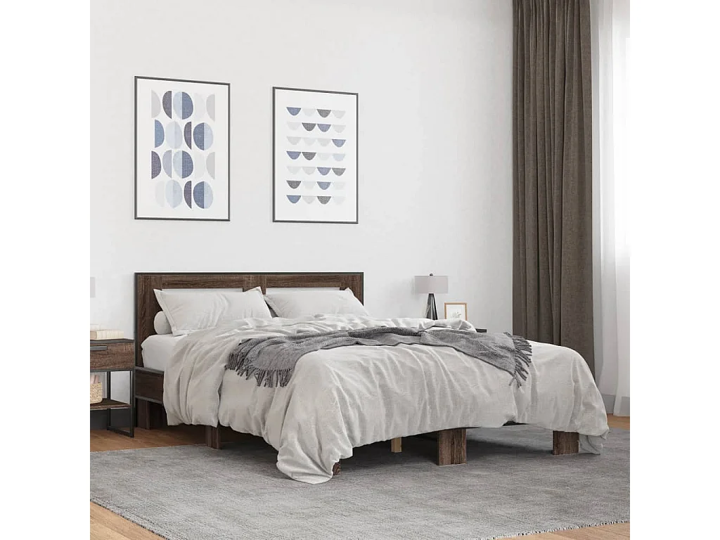 Estrutura de cama 140x200cm derivados madeira/metal