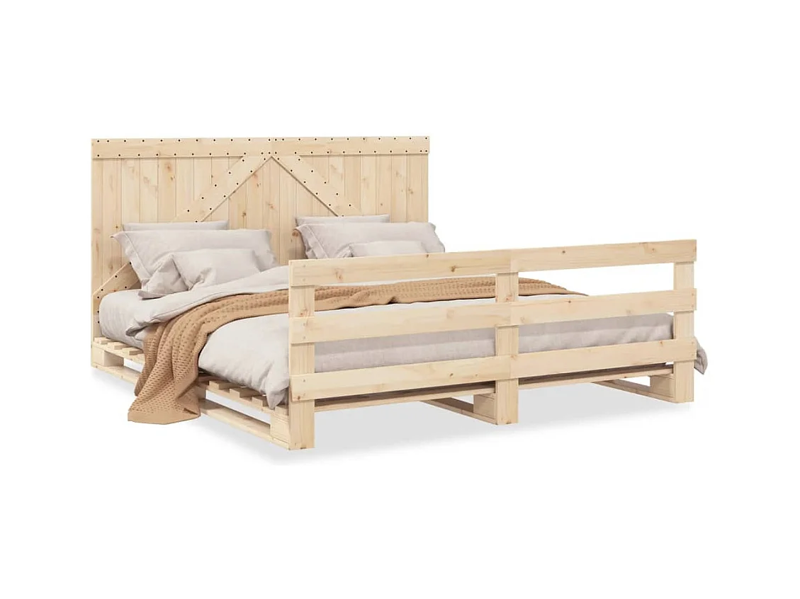 Cadre de lit avec tête de lit 200x200 cm Bois de pin massif
