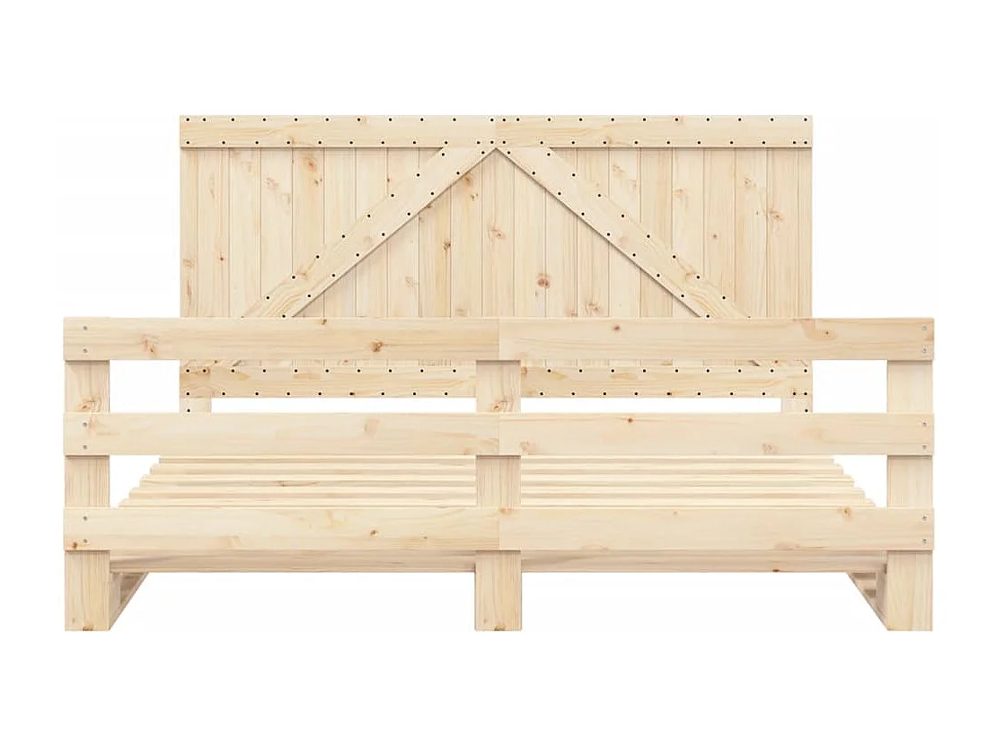 Estructura de cama con cabecero madera maciza de pino 200x200cm