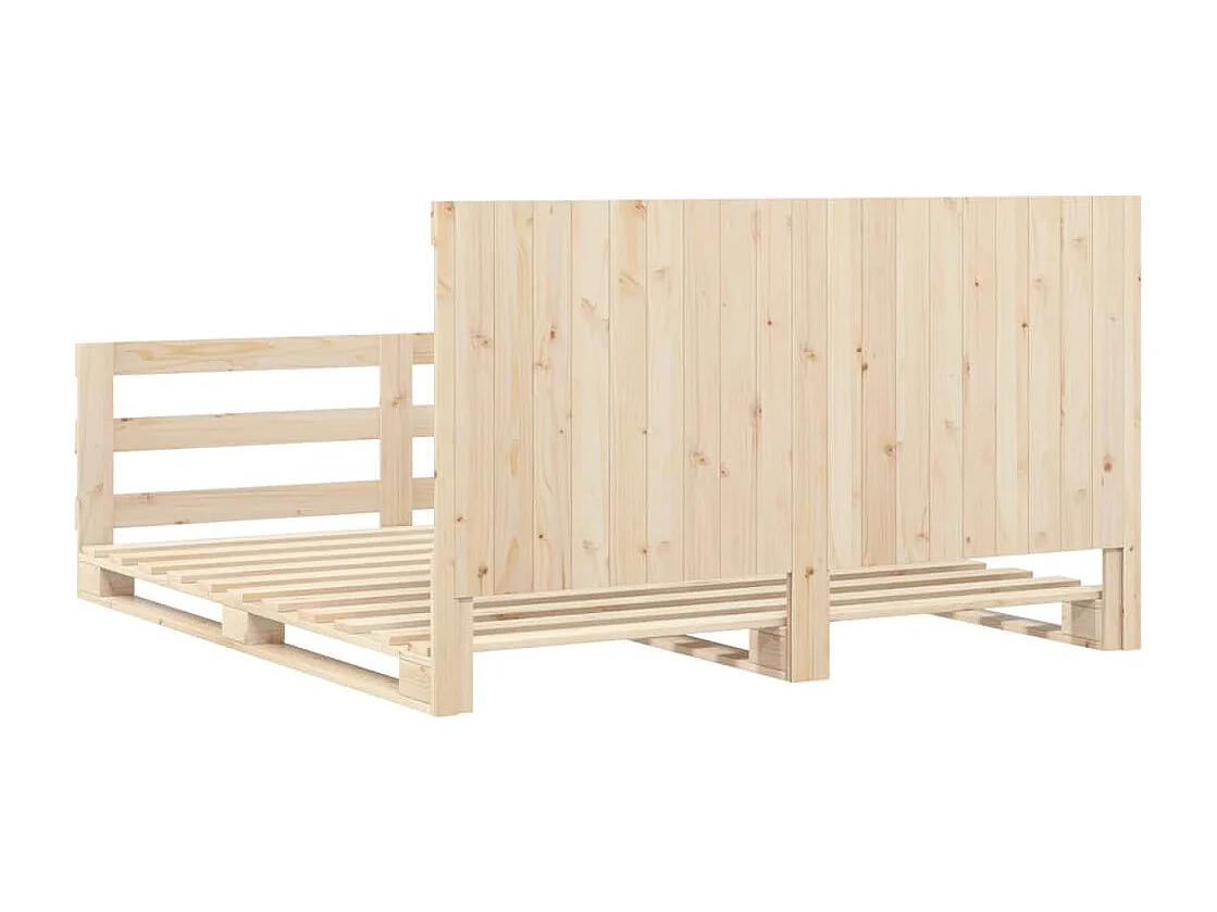 Estructura de cama con cabecero madera maciza de pino 200x200cm