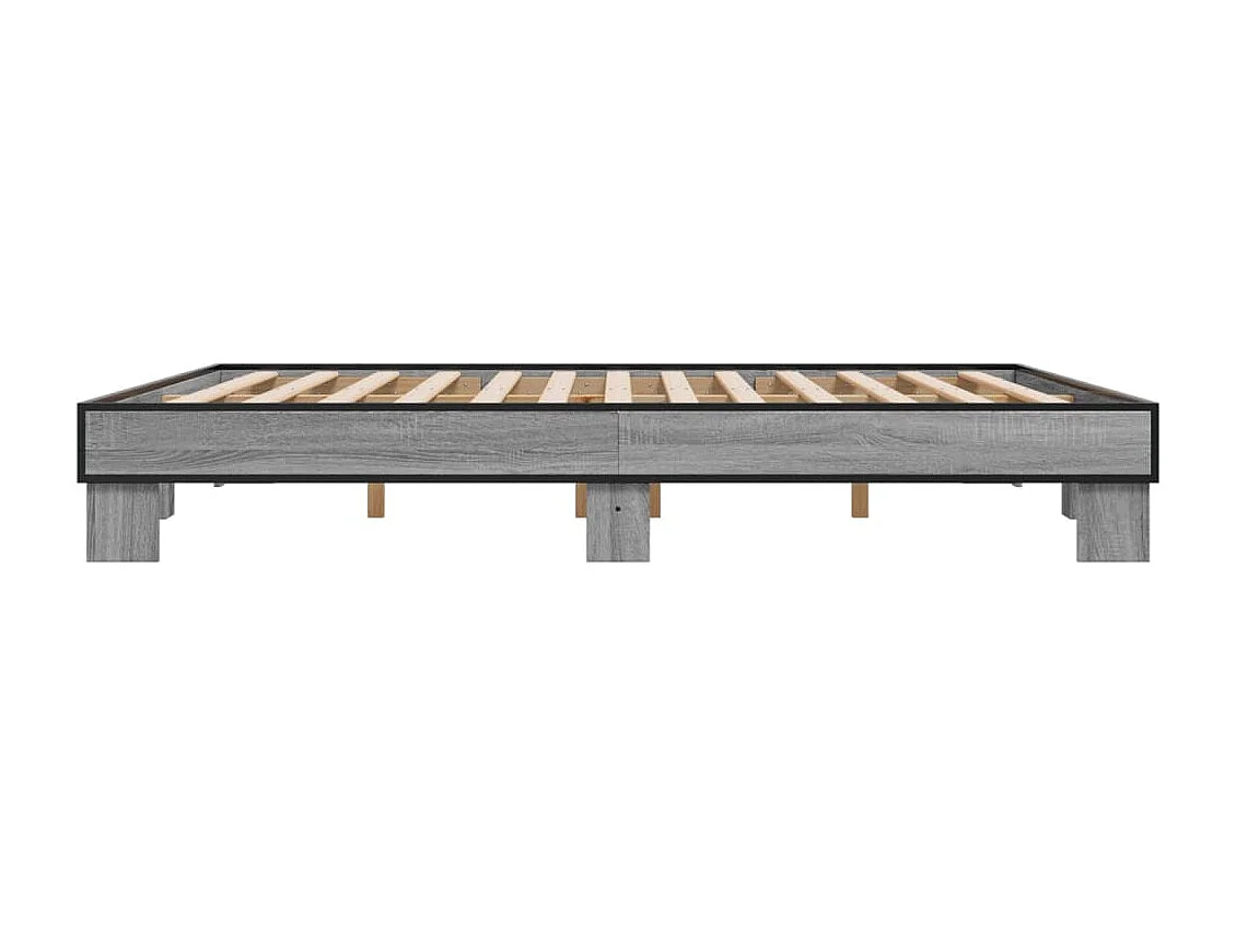 Cadre de lit sonoma gris 160x200 cm bois d'ingénierie et métal